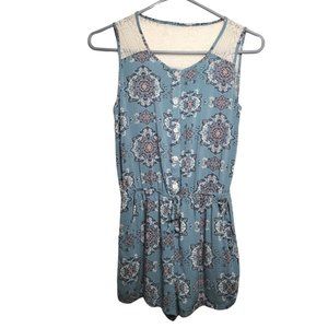 Mia Chica - Sleeveless Romper - Light Blue - Size Girls L